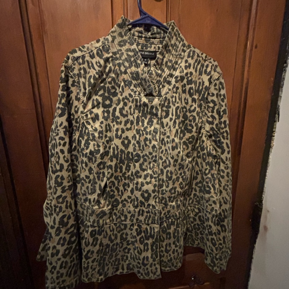 Lane Bryant Brown and Black Printed Jean Jacket